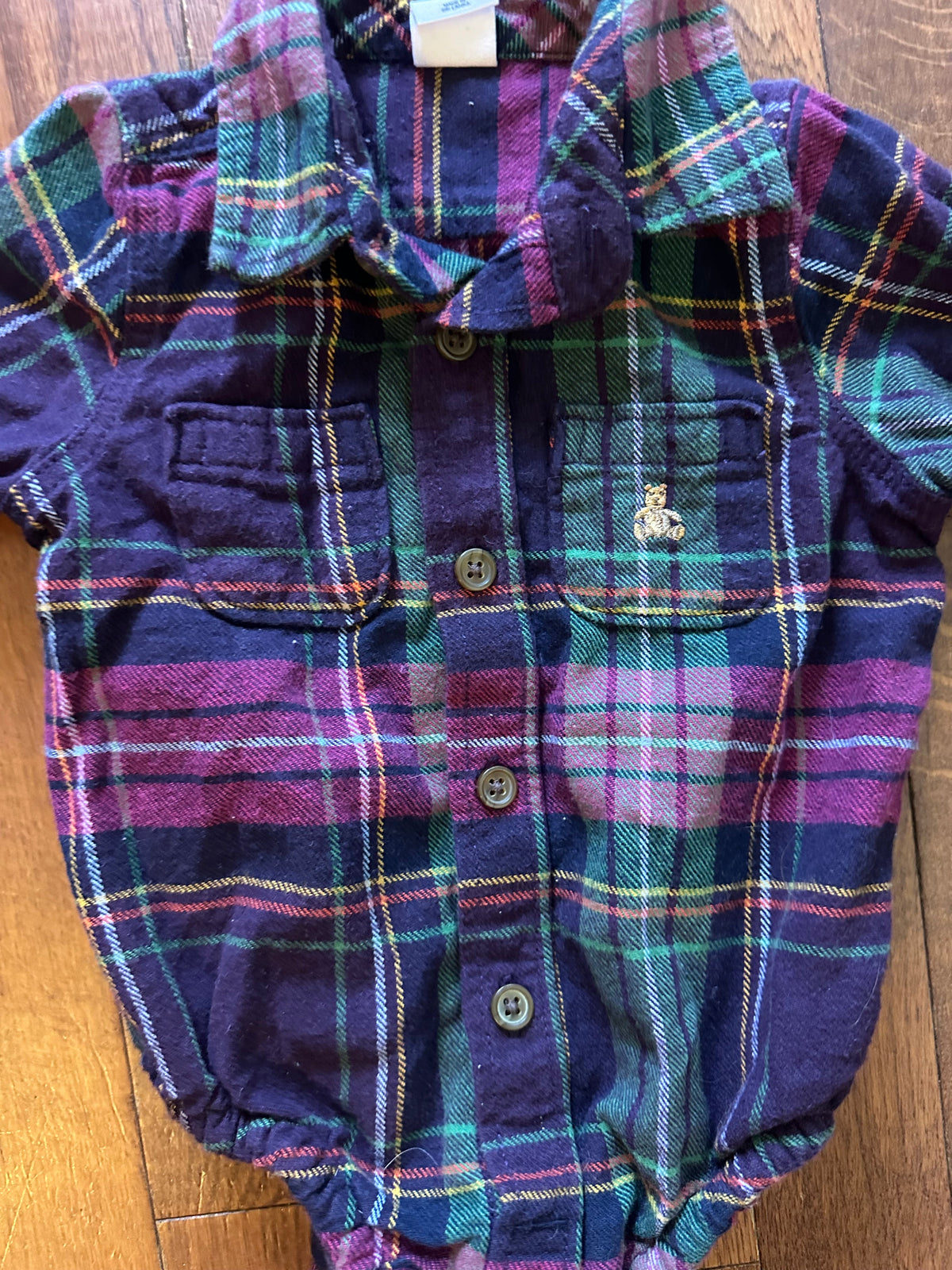6M Baby Gap Plaid Bodysuit
